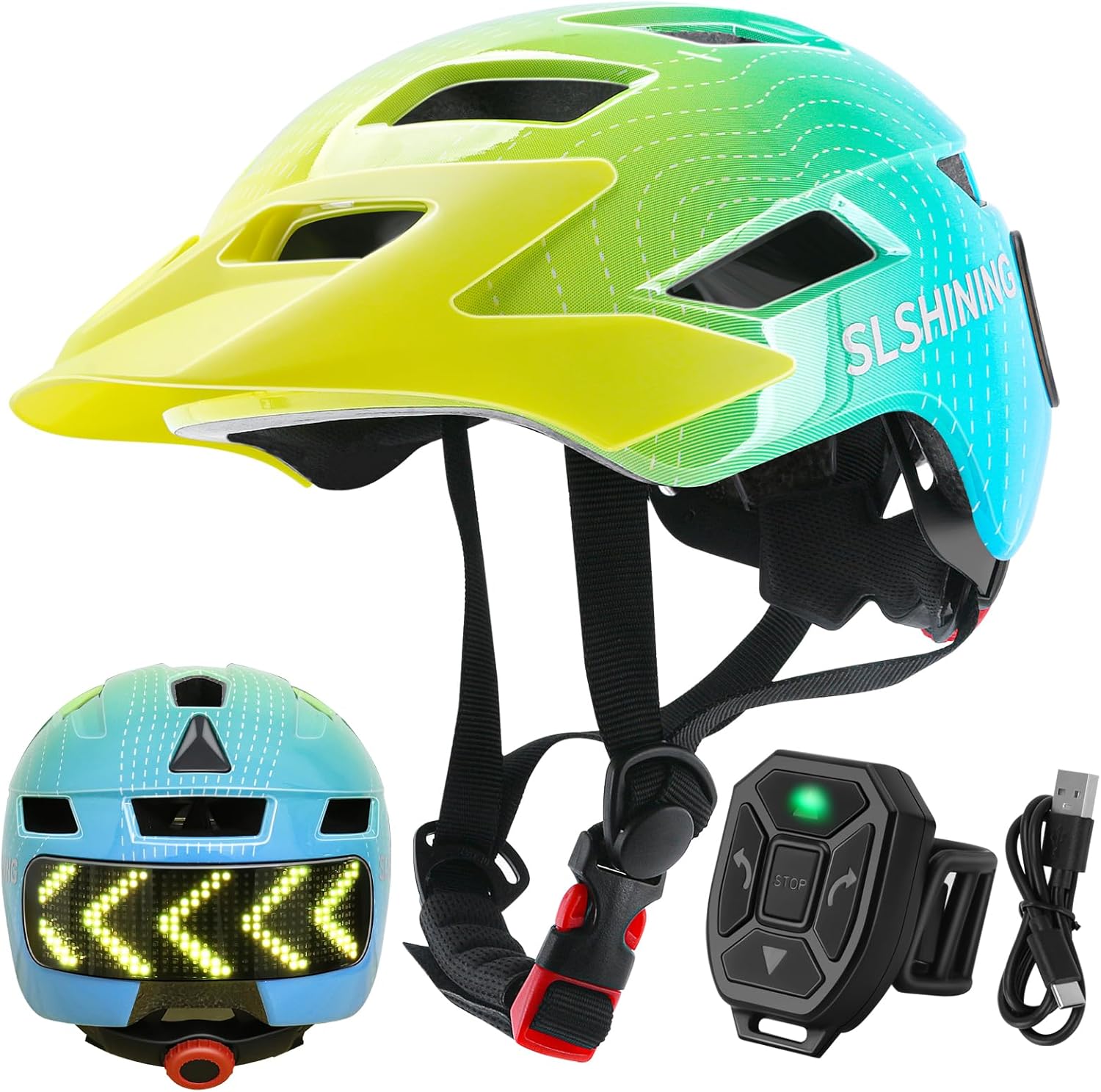 Mountain Biking Kids - Rechargeable LED Display Bicycle Helmet New